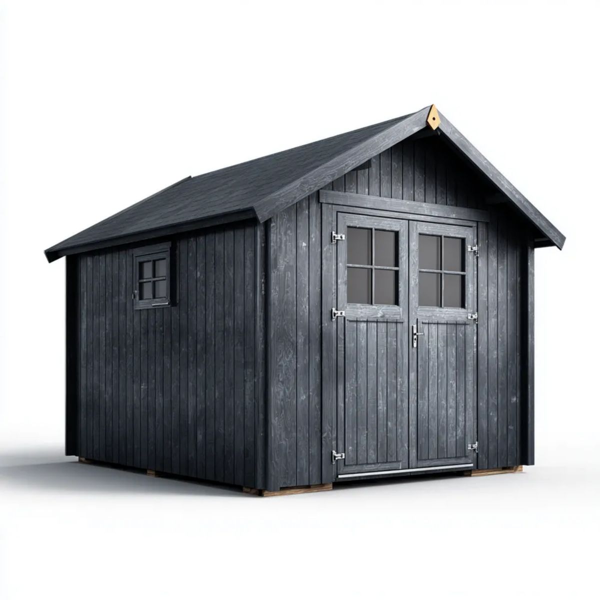 Drewniany schowek ogrodowy antracytowy z dachem dwuspadowym 300 x 240 x 250 cm