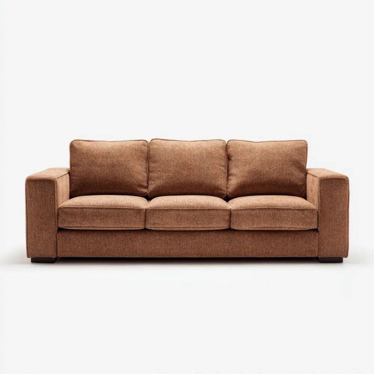 Trzyosobowa sofa brązowa z tapicerką poliestrową 210 × 90 × 85 cm
