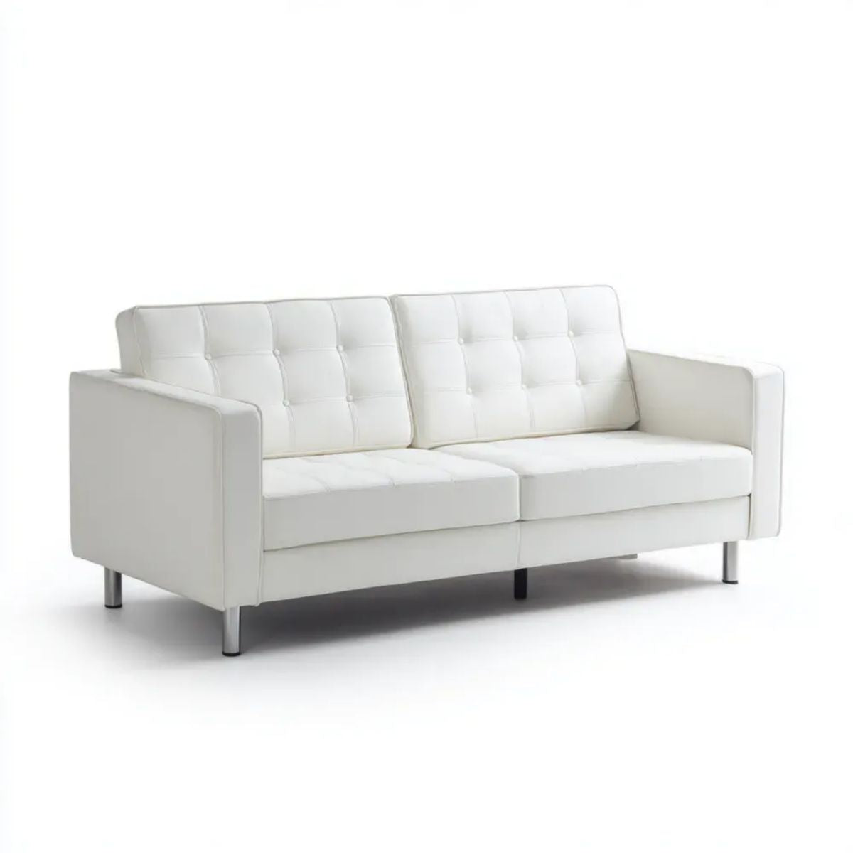 Dwuosobowa sofa ze skóry syntetycznej, biała, 150 x 85 x 85 cm