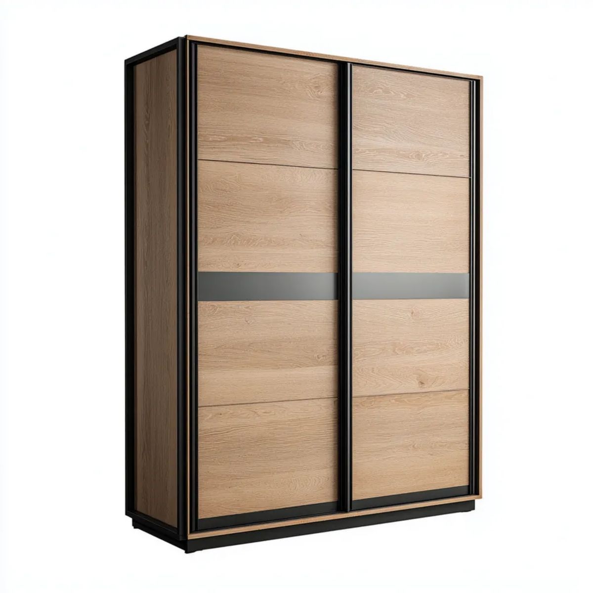 Szafa przesuwna z płyty wiórowej laminowanej 120 × 60 × 200 cm Jasny Dąb/Czarny