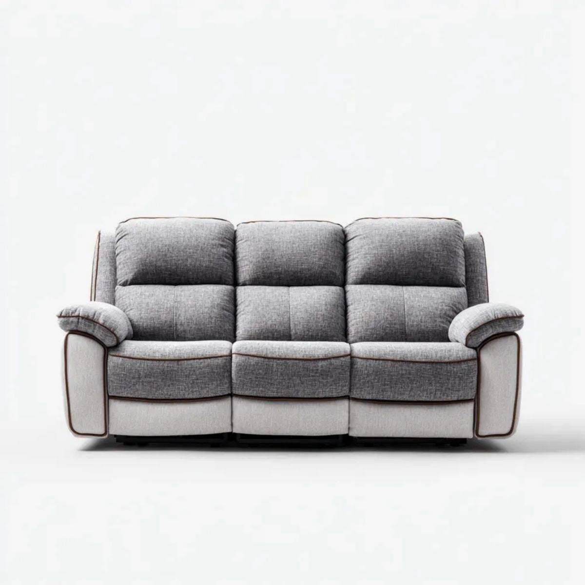 Trzyosobowa sofa szara i jasnoszara z tapicerką poliestrową, 210 x 95 x 100 cm