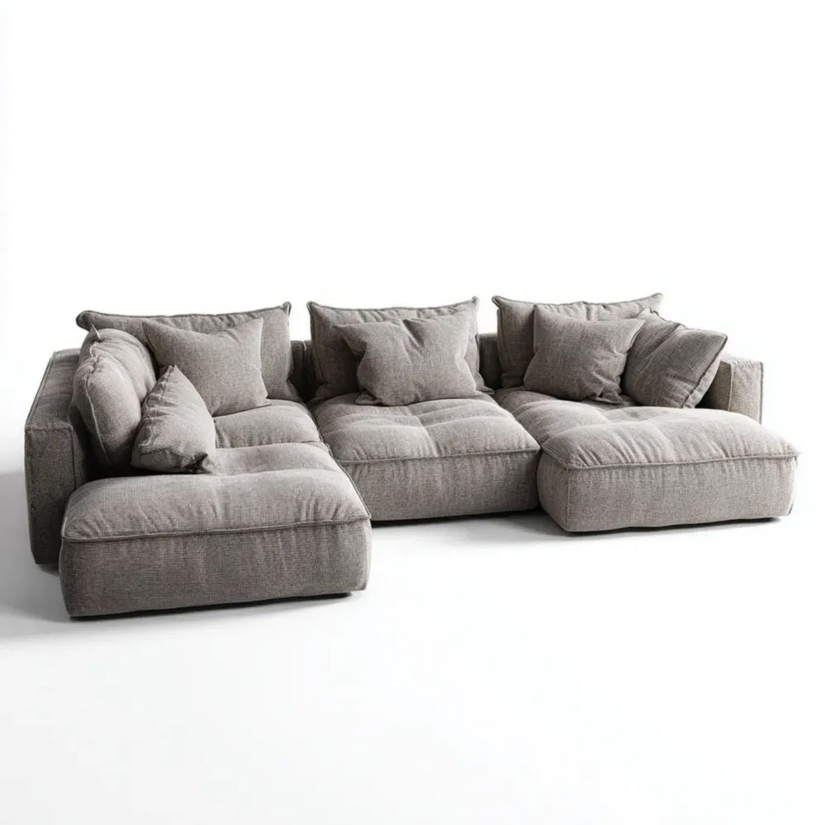 Modułowa sofa w kształcie U z tkaniny poliestrowej, szara, 300 x 170 x 85 cm