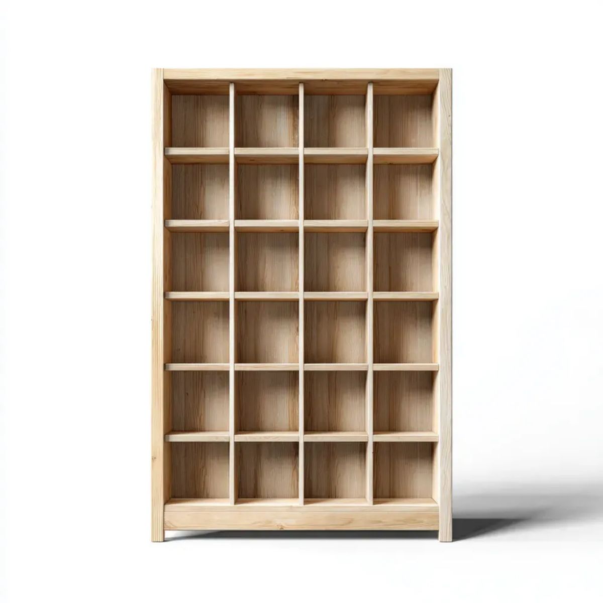 Drewniany regał biblioteczny z 24 wnękami, naturalny sosnowy, 90 × 30 × 180 cm