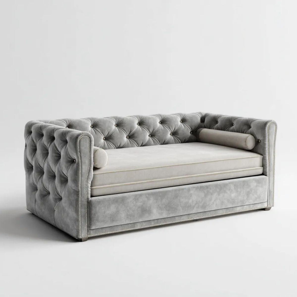 Dwuosobowa sofa aksamitna szara 220 x 100 x 85 cm