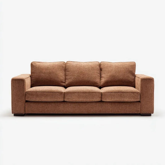 Trzyosobowa sofa brązowa z tapicerką poliestrową 210 × 90 × 85 cm