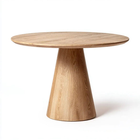 Okrągły stół do jadalni z MDF fornirowanego dębem, Naturalny Dąb, Ø 120 × 75 cm