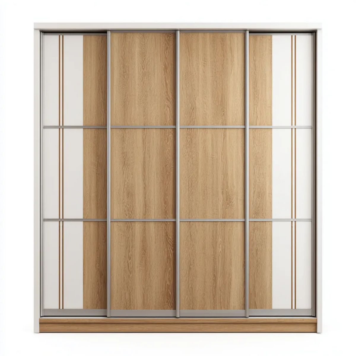 Szafa przesuwna 4-drzwiowa z płyty wiórowej laminowanej, dąb sonoma/biała, 200 × 60 × 220 cm