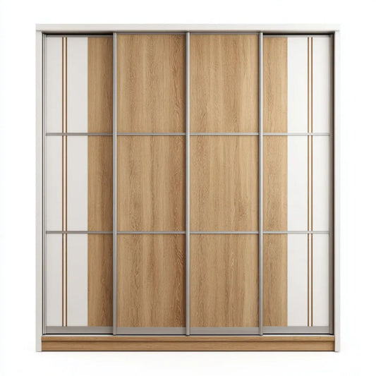 Szafa przesuwna 4-drzwiowa z płyty wiórowej laminowanej, dąb sonoma/biała, 200 × 60 × 220 cm