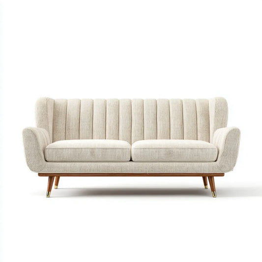 Dwuosobowa sofa z poliestru kremowa 160 x 80 x 85 cm