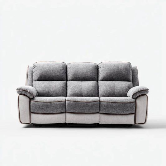 Trzyosobowa sofa szara i jasnoszara z tapicerką poliestrową, 210 x 95 x 100 cm