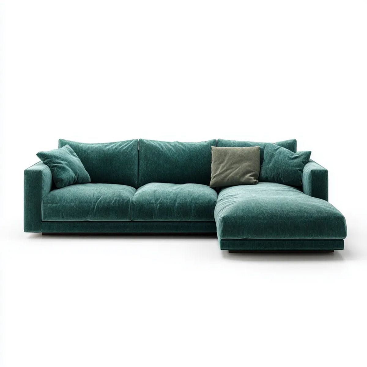 Sofa narożna z prawym szezlongiem z poliestru, ciemnoturkusowa, 280 x 160 x 85 cm