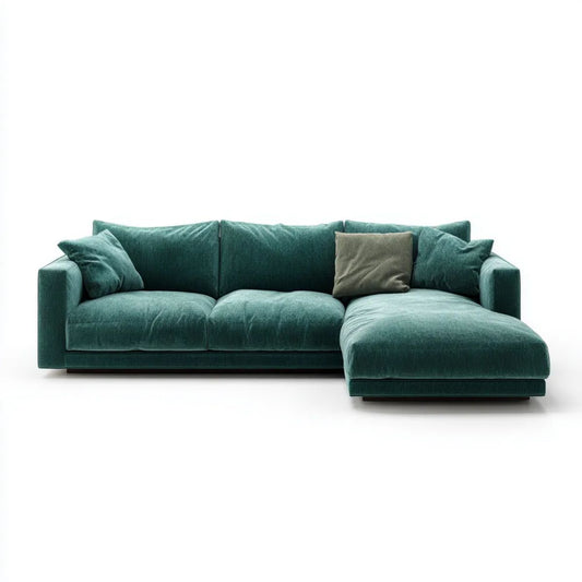 Sofa narożna z prawym szezlongiem z poliestru, ciemnoturkusowa, 280 x 160 x 85 cm