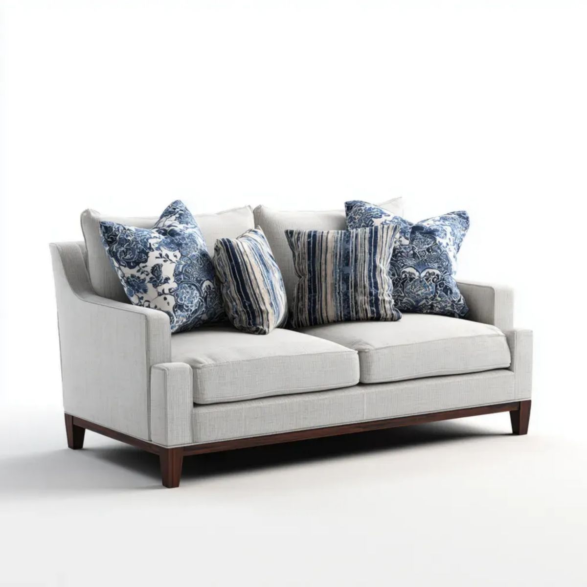 Dwuosobowa sofa kremowa z tapicerką poliestrową, 160 x 90 x 85 cm