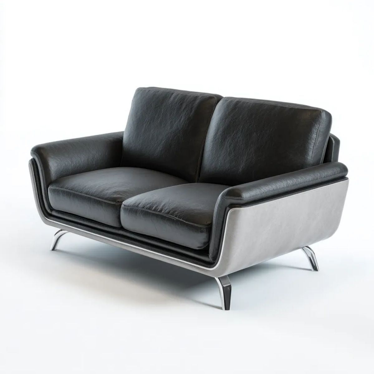 Dwuosobowa sofa z tapicerką z PU czarno-szara 160 × 90 × 85 cm