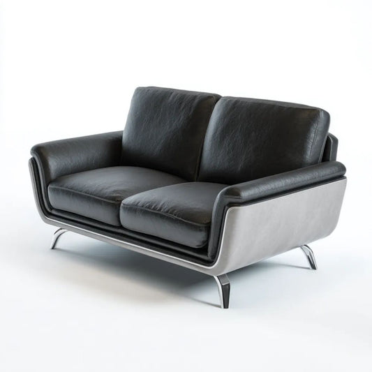 Dwuosobowa sofa z tapicerką z PU czarno-szara 160 × 90 × 85 cm