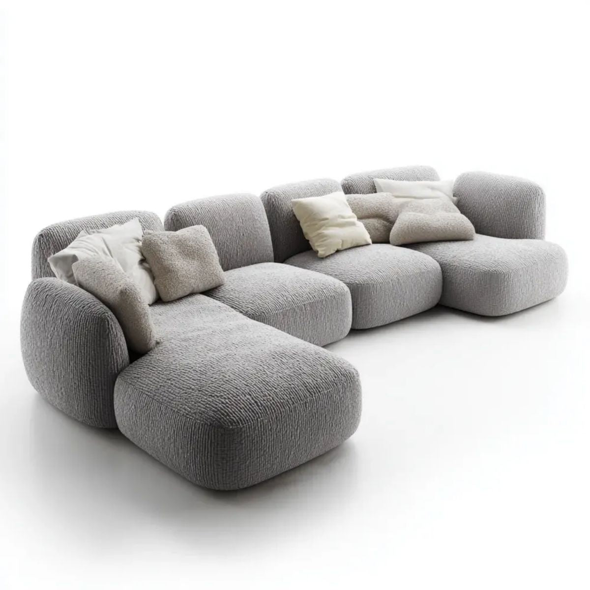 Modułowa sofa narożna z poliestru, szara, 320 × 180 × 78 cm