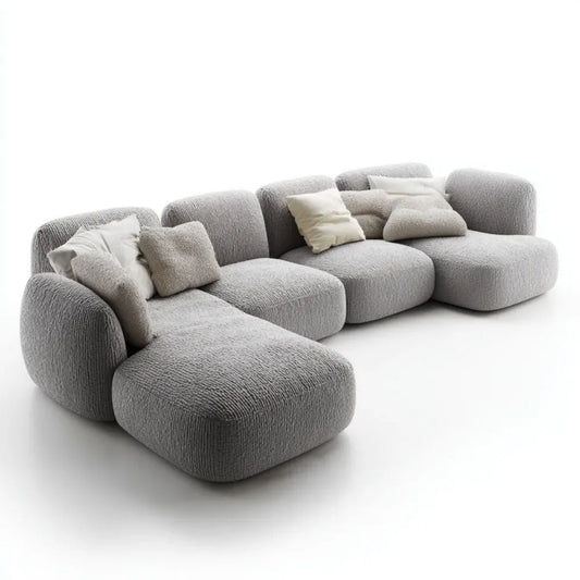 Modułowa sofa narożna z poliestru, szara, 320 × 180 × 78 cm