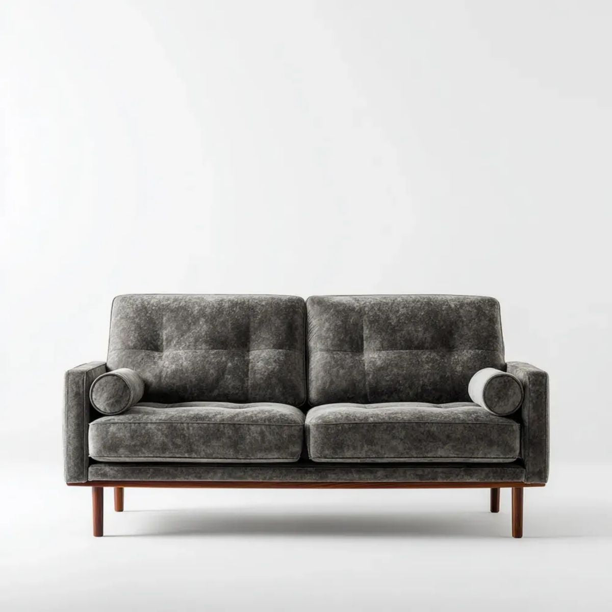 Dwuosobowa sofa z aksamitu ciemnoszara/brązowa 160 × 82 × 82 cm
