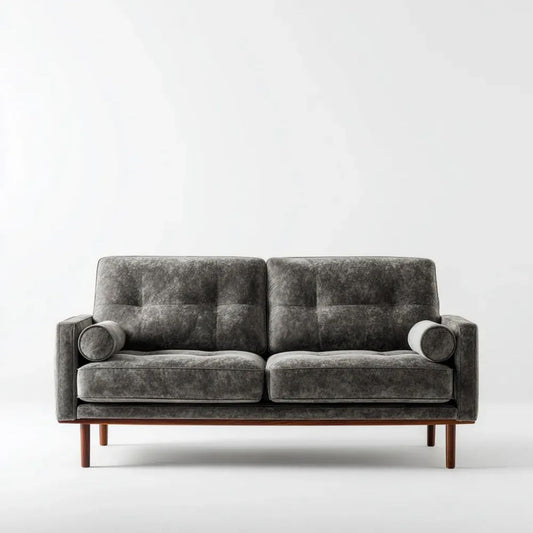 Dwuosobowa sofa z aksamitu ciemnoszara/brązowa 160 × 82 × 82 cm