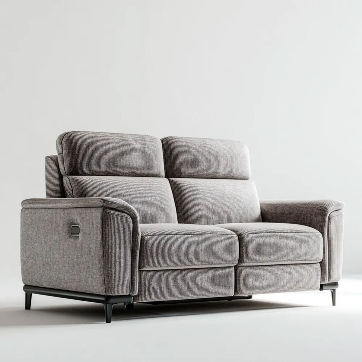 Dwuosobowa sofa z elektryczną funkcją relaks, tapicerka poliestrowa, szarobrązowo-czarna, 172 x 98 x 102 cm