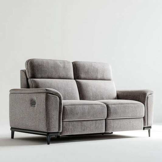 Dwuosobowa sofa z elektryczną funkcją relaks, tapicerka poliestrowa, szarobrązowo-czarna, 172 x 98 x 102 cm