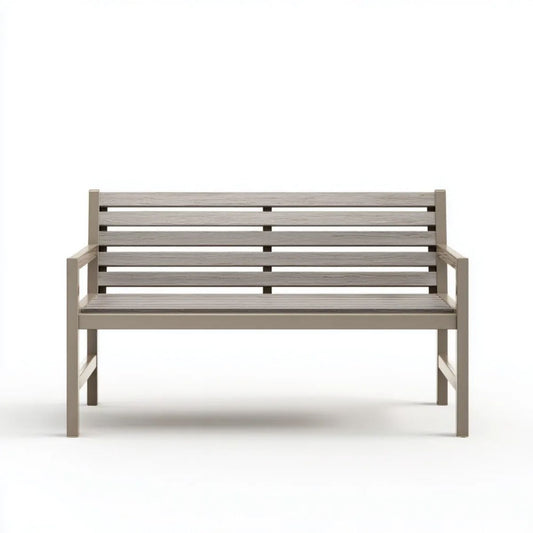 Ławka ogrodowa 2-osobowa taupe aluminium i WPC 120 x 60 x 86 cm